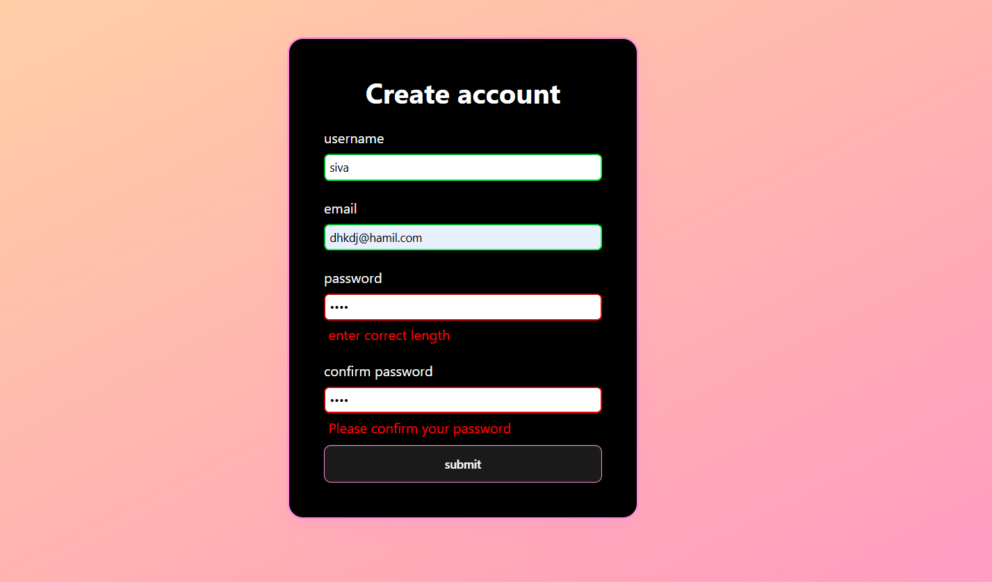 Form Validation Project - Details